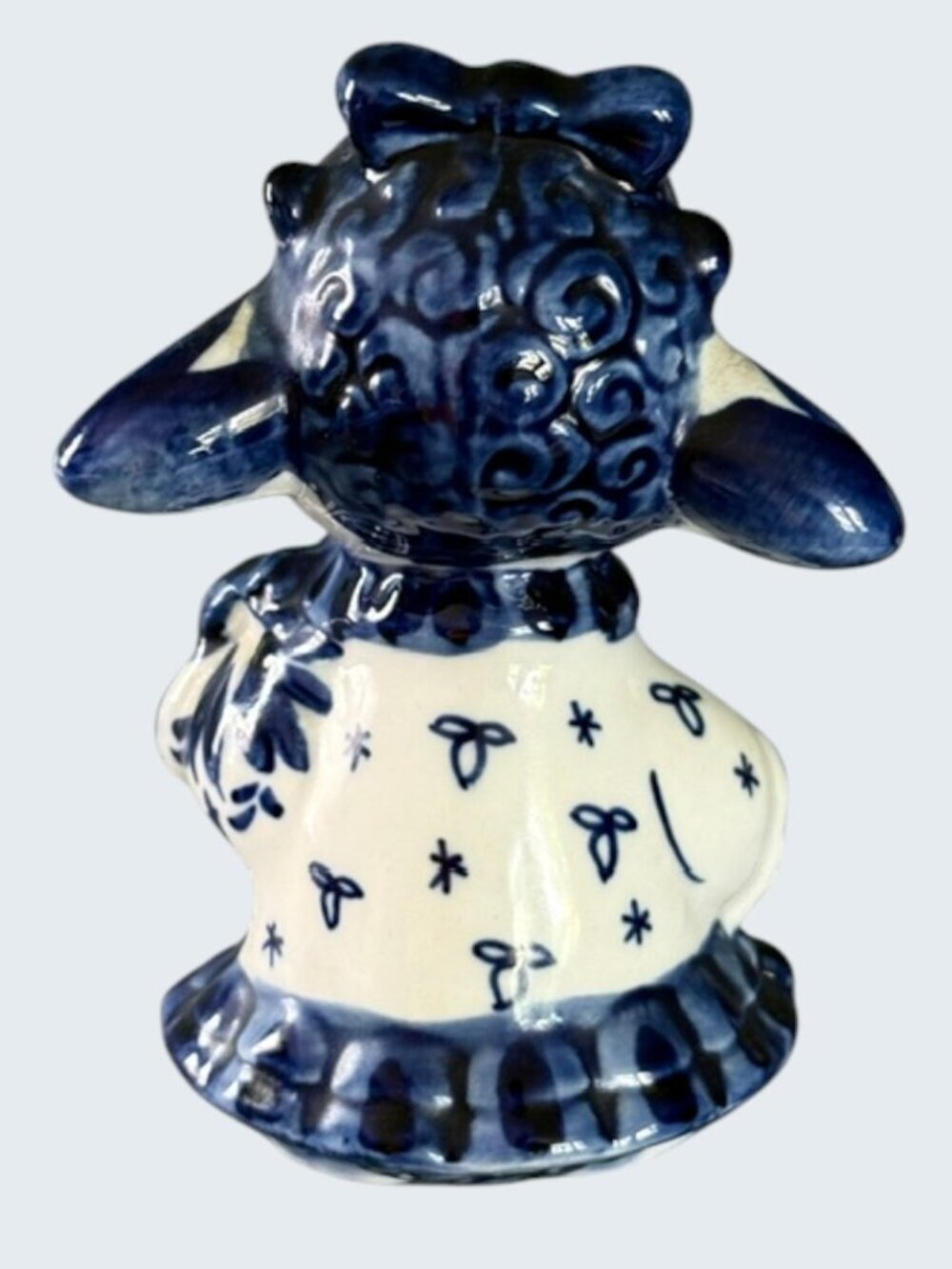 Gzhel Porcelain Lamb Figurine Hand Painted Cobalt Blue White Made in Russia - Picture 6 of 9